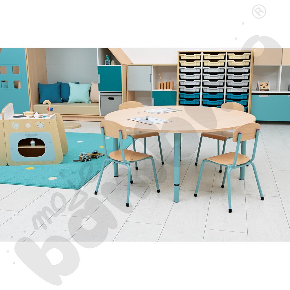 Blat Quadro biały okrągły, klon jasny obrzeże