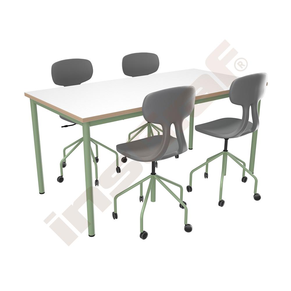 
Set Nr. 179 - Gr. 6, Tisch Mila (160x80) mit Stühlen Piano, apfelgrün, SH 46 cm
