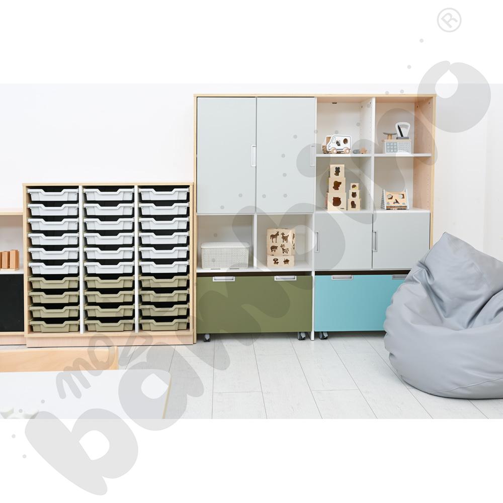 Quadro - szafka M+ na plastikowe pojemniki - z 2 przegrodami, klon jasny