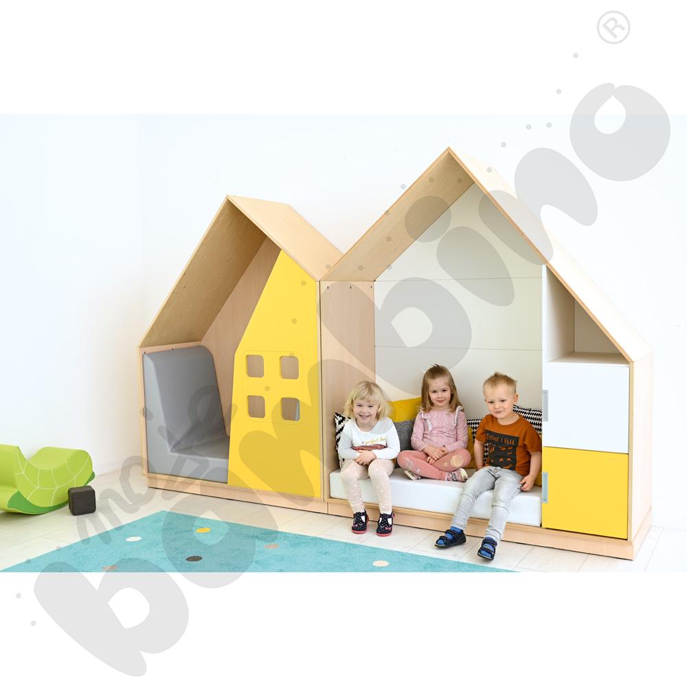 Quadro - szafka-domek - żółta, skrzynia klon jasny