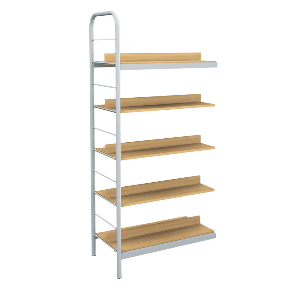 Knižný regál dvojstranný - prídavný modul, 18 mm, strieborná konštrukcia