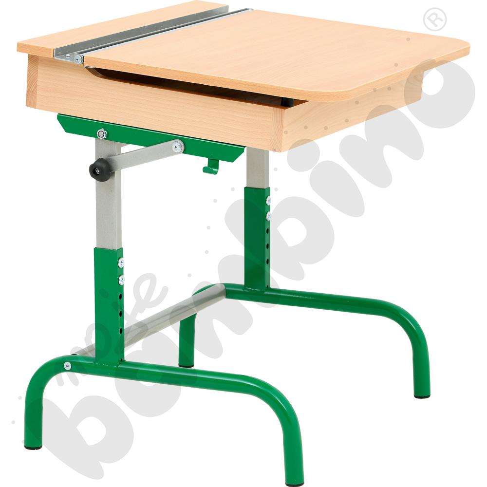 Stół z drewnianą skrzynką na książki, zielony