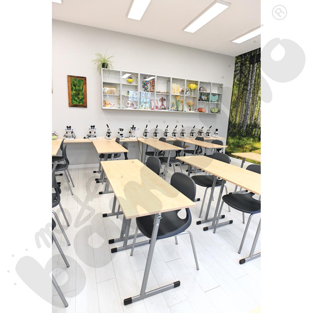 Stół T 70 x 50 rozm. 6, 1-os., stelaż aluminium, blat klon 375, obrzeże ABS, narożniki proste