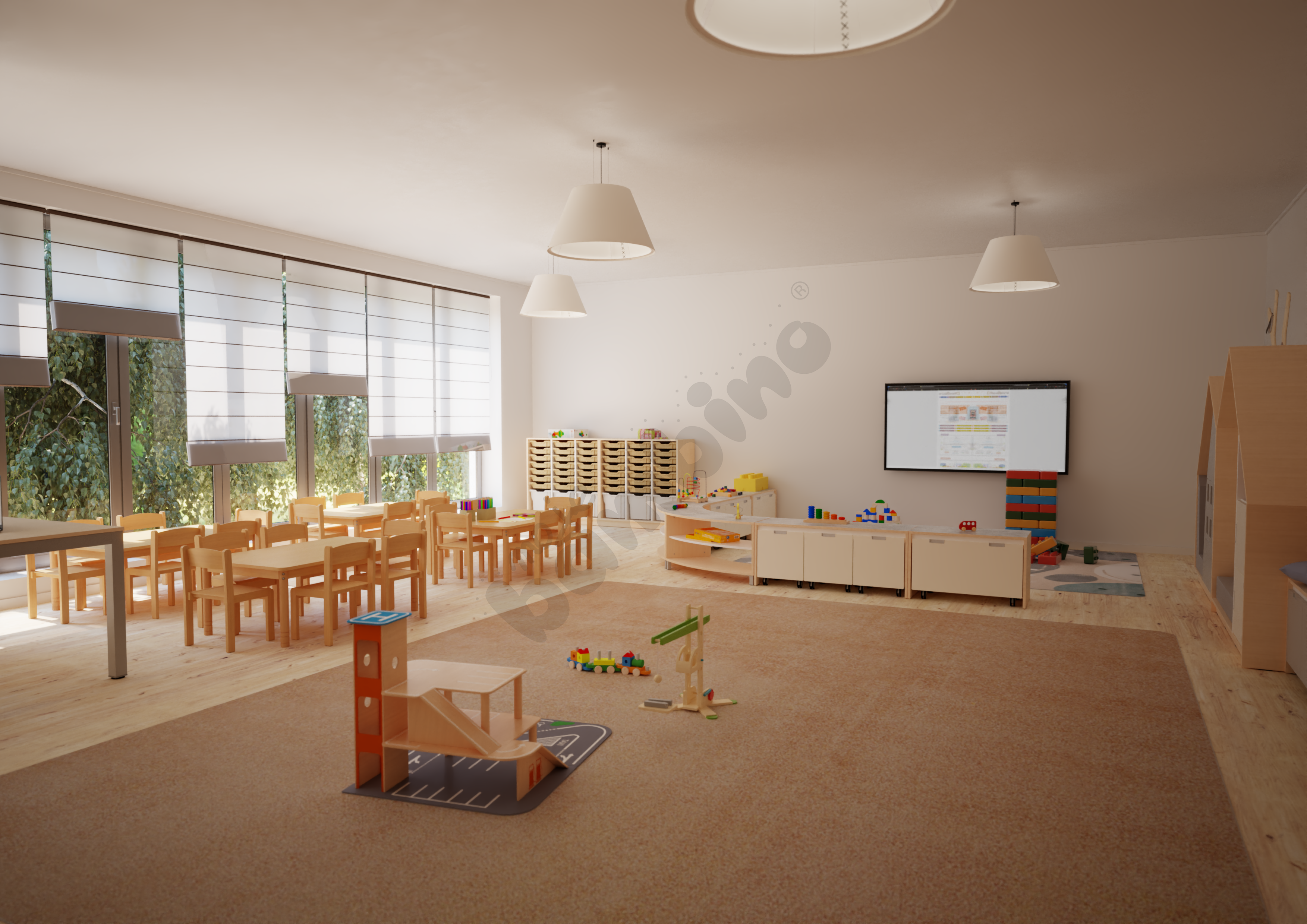 Sala przedszkolna w kolorach naturalnych 