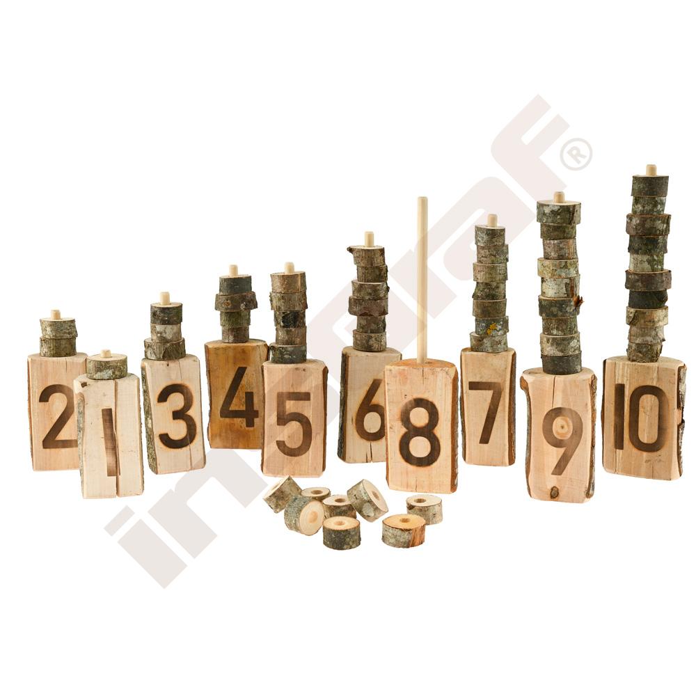 Pníky s krúžkami na výučbu počítania