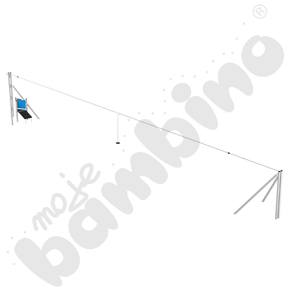 Zjazd linowy, metalowe słupy