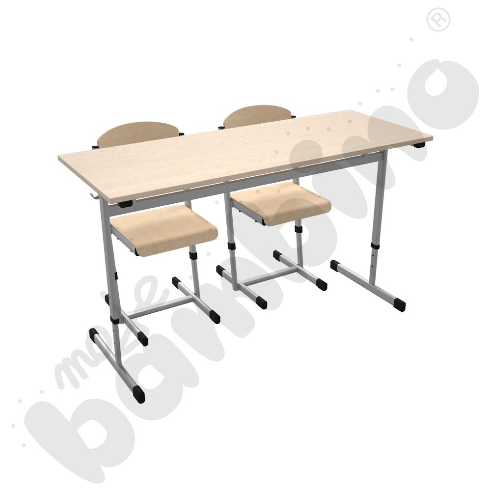 Stół IN-R 2-os. klon jasny z koszykami i krzesłami T, rozm. 5-6, aluminium