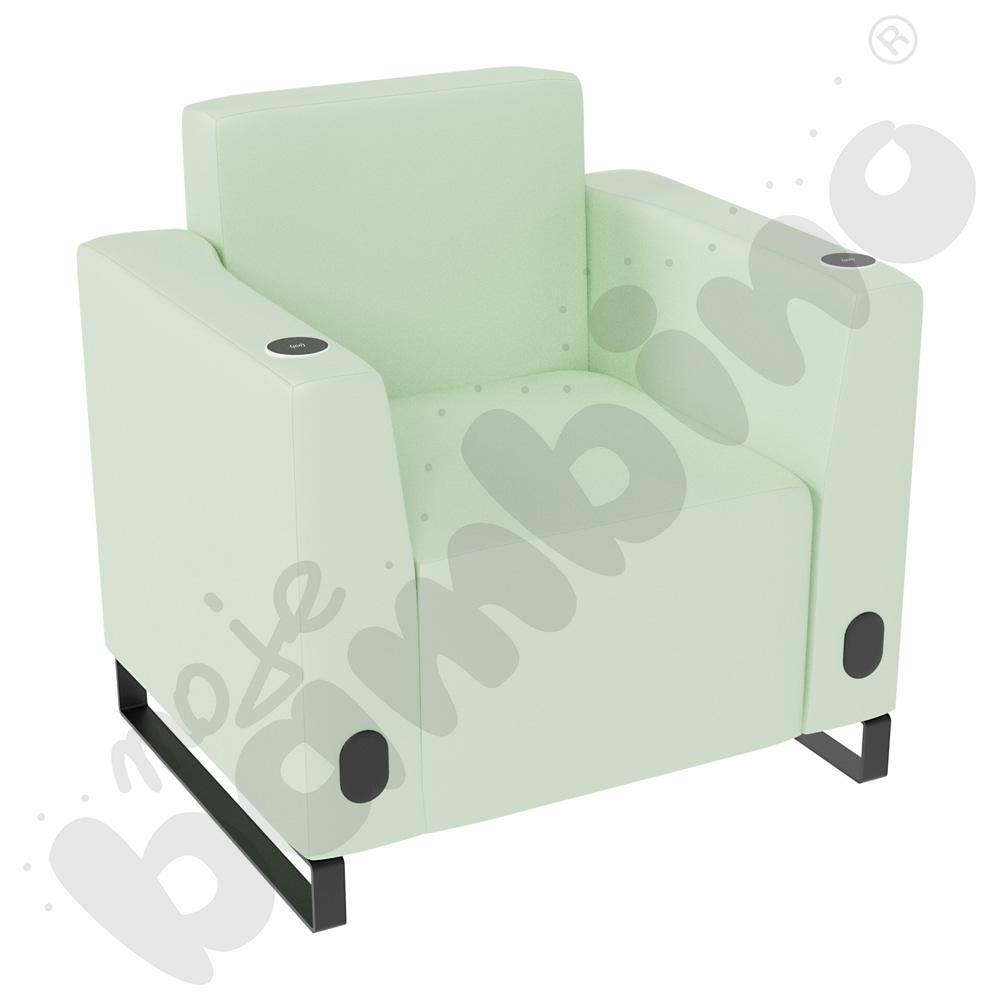 Fotel Universum wys. 82 cm, 2 boki niskie, oba z gniazdkiem elektrycznym i indukcją, tkanina MT16