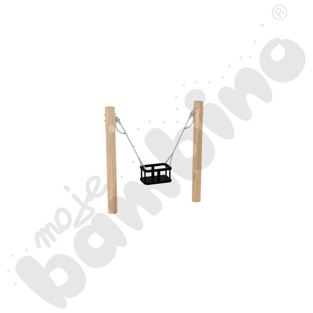 Huśtawka Robinio na słupach, zawiesie koszyk