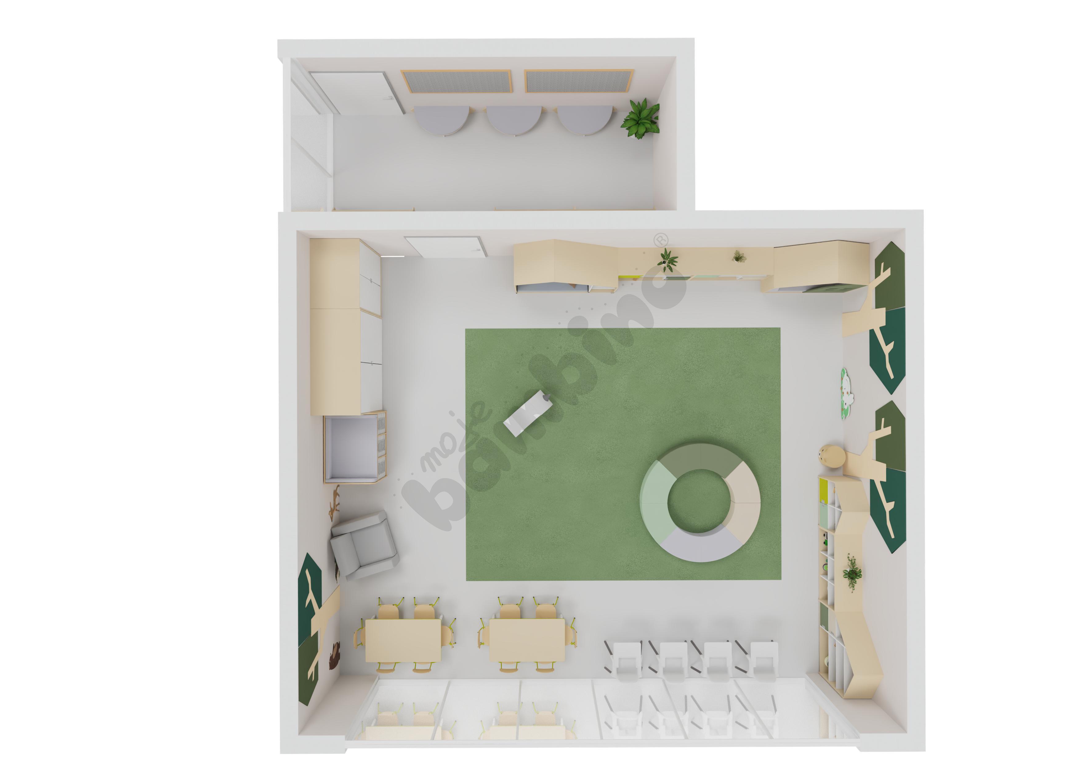 Sala żłobkowa w odcieniach zieleni