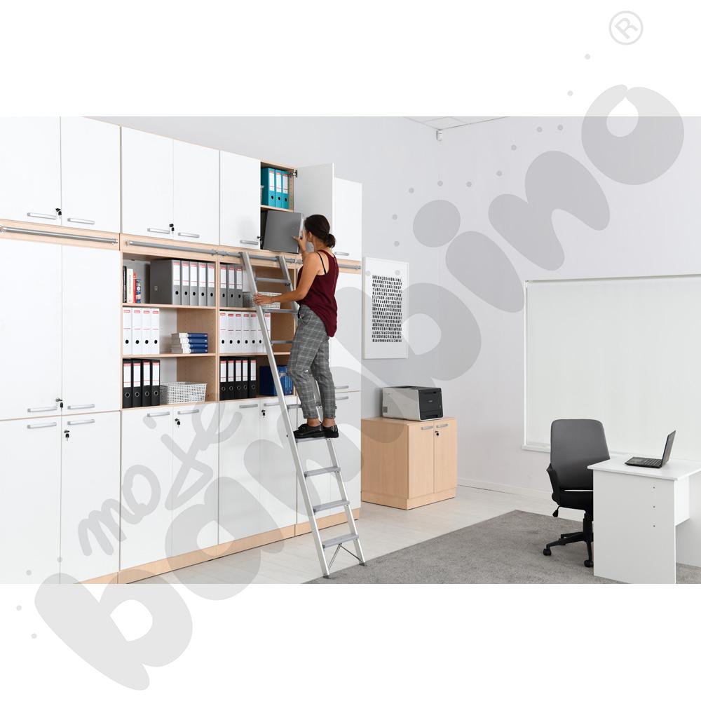 Grande - Wysoki regał z modułem do mocowania drabiny 27 - klonowo-biały