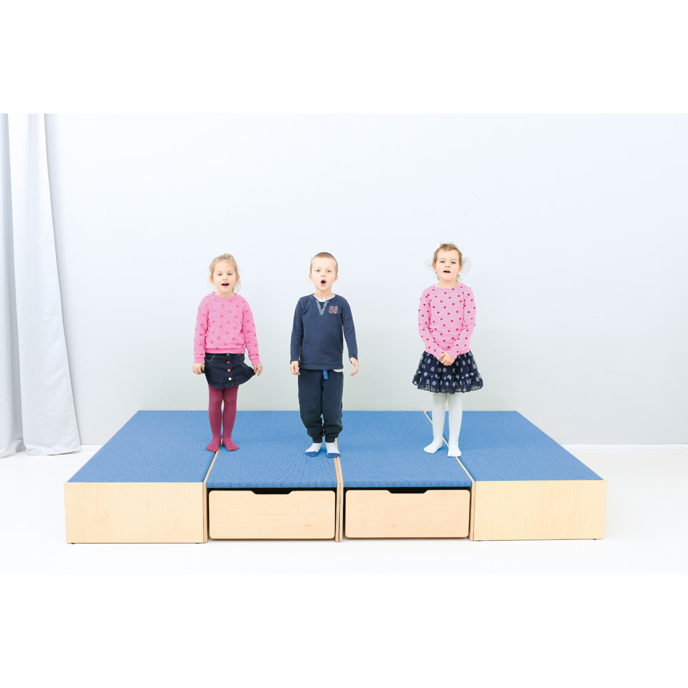 Pódium s úložným priestorom na boku , výška 30 cm - bledomodré