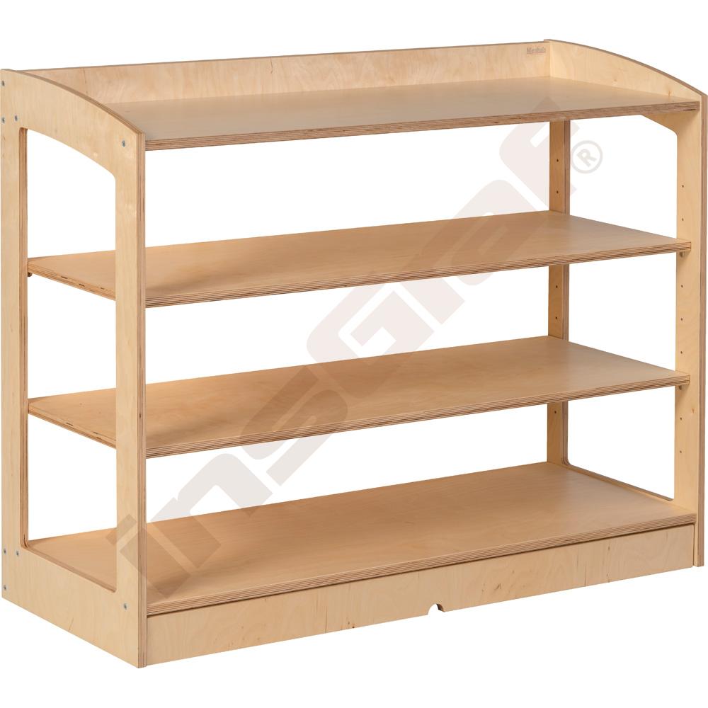 Regál se 4 policemi, na Montessori pomůcky