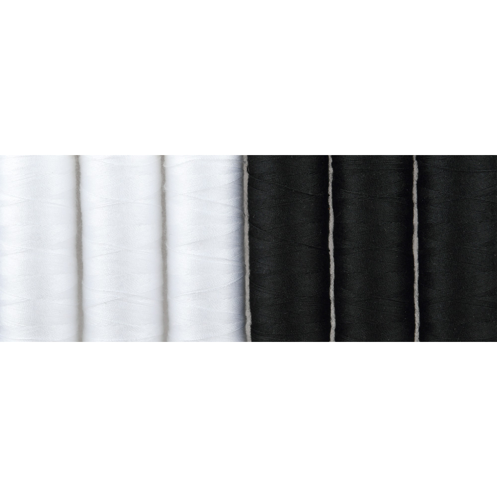 Zostava šijacích nití TALIA WHITE&BLACK, 6 cievok, 2 farby