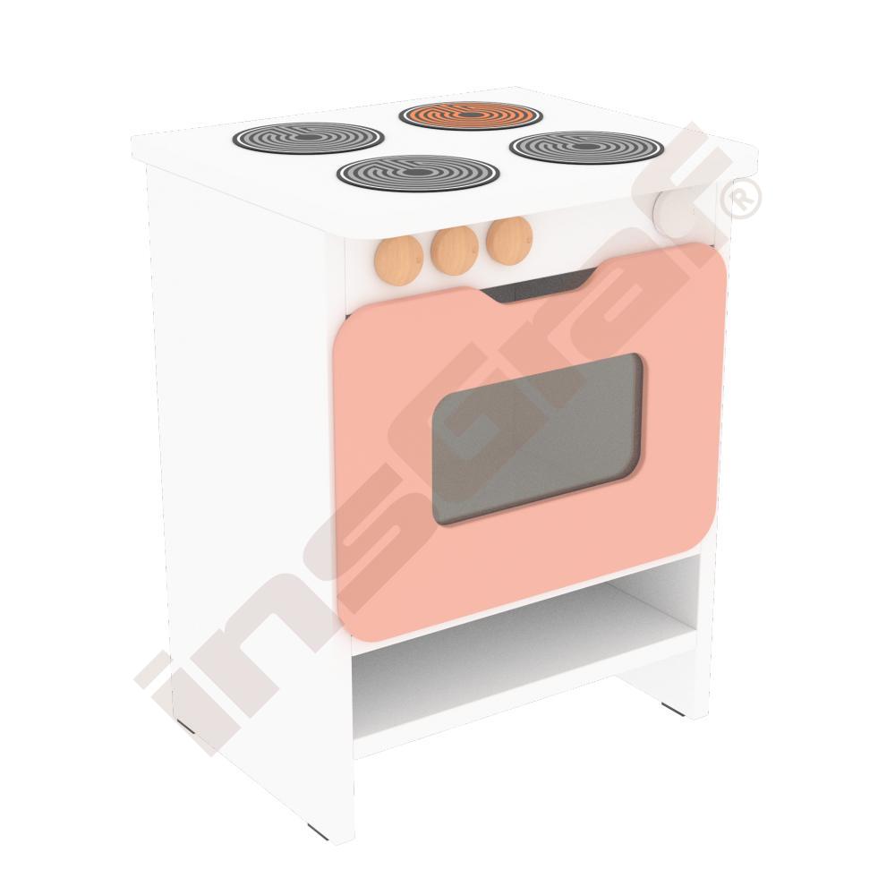 Kuchyňka Quadro - trouba, bílá, lososová dvířka