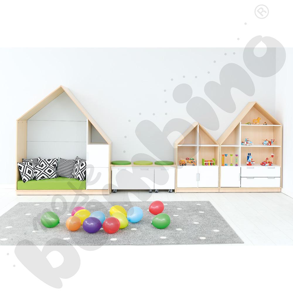 Quadro - szafka-domek z 2 półkami, skrzynia klon jasny,szara