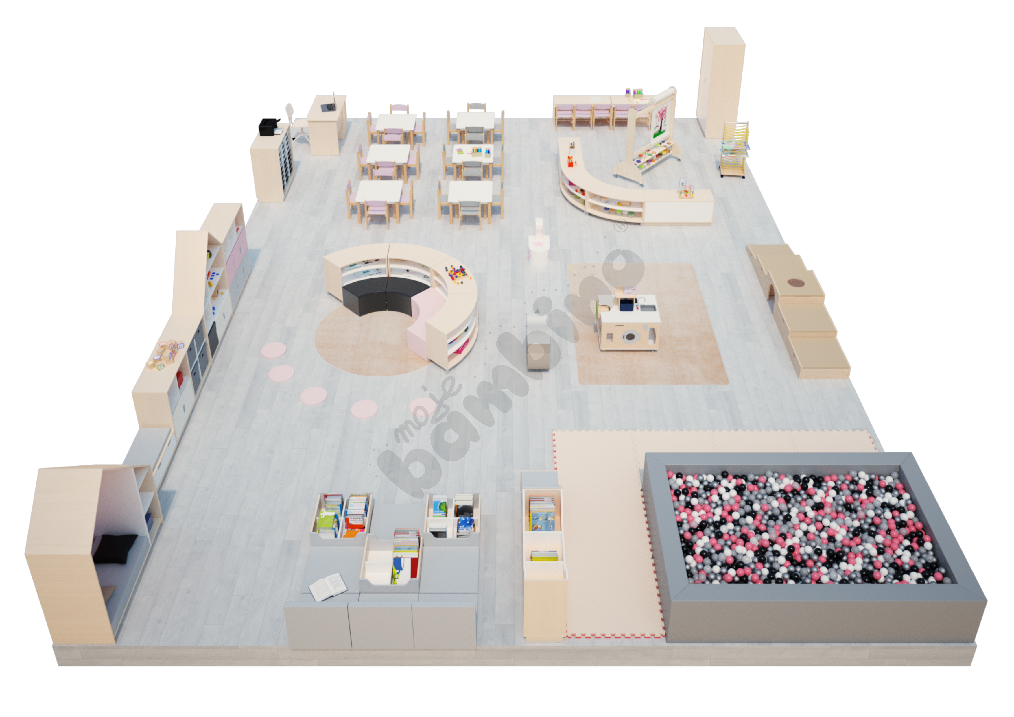 Sala przedszkolna Quadro w odcieniach różu