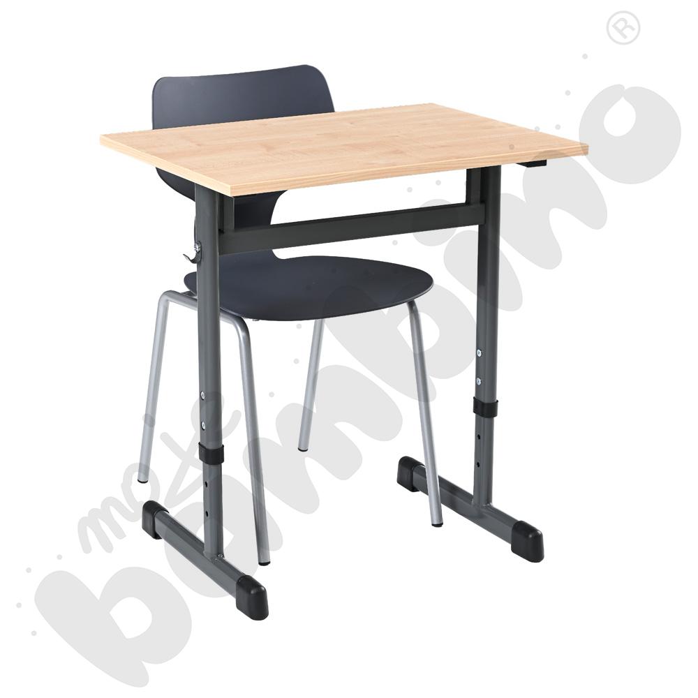 Stół IN-T 1-os. klon z krzesłem Snake, rozm. 6, szary