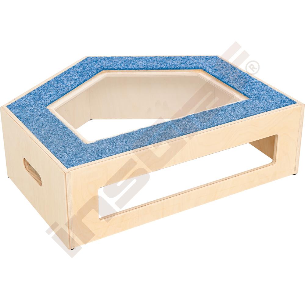 Podesta pětihranná s okýnkem, výška 20 cm - modrá
