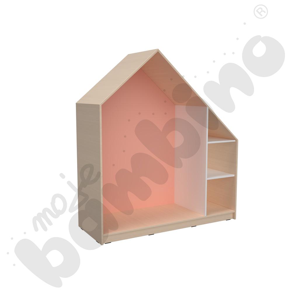 Quadro - szafka-domek z 2 półkami - łososiowa, skrzynia klon jasny