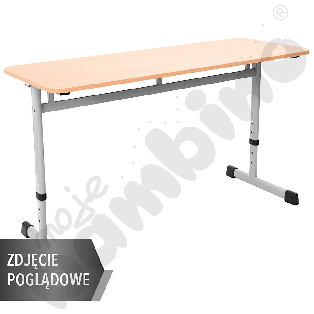 Stół IN-T 130x50 rozm. 3–7, 2os., stelaż aluminium, blat brzoza, obrzeże PU, narożniki zaokrąglone