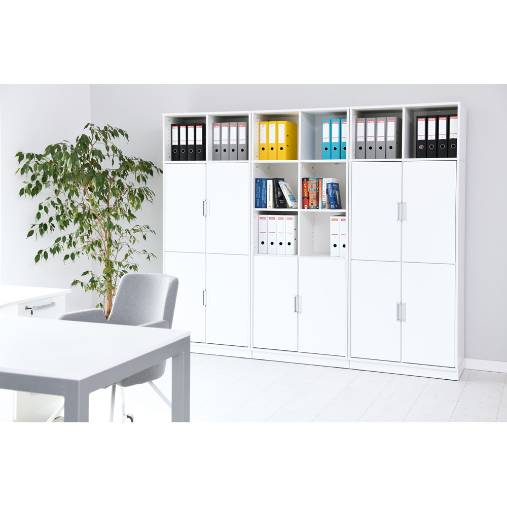 Quadro - regál XL s predelom a 3 policami, biela 