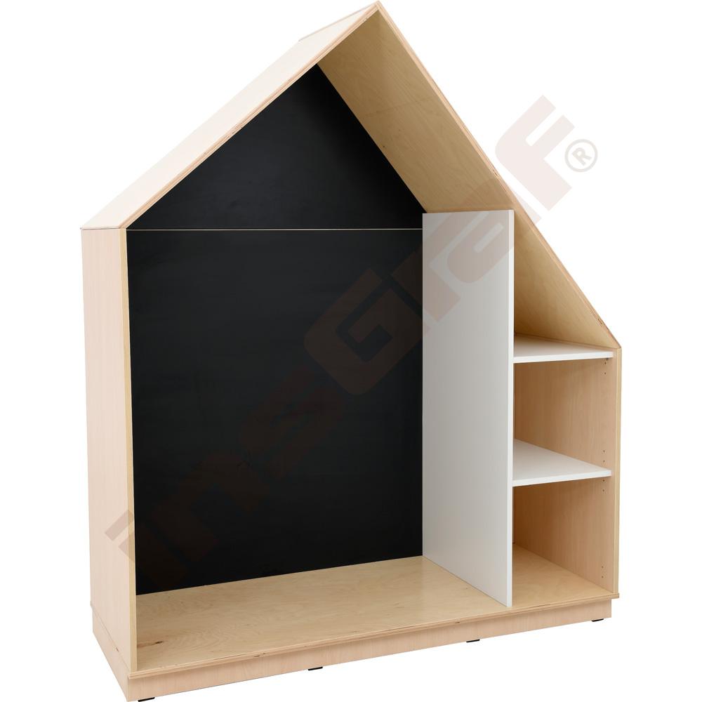 Quadro - skříňka-domeček s magnetickou tabulí a 2 policemi 