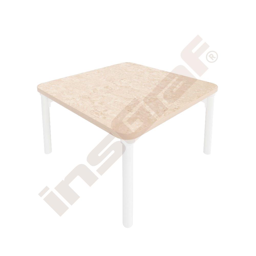 
Marcus Flüstertisch 1, 80 x 80 cm, Beine weiß, TH 46 cm - hellbeige 
