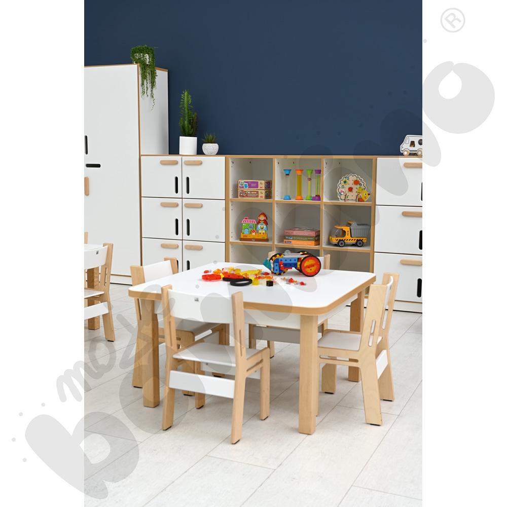 Biały prostokątny blat stołu NEA