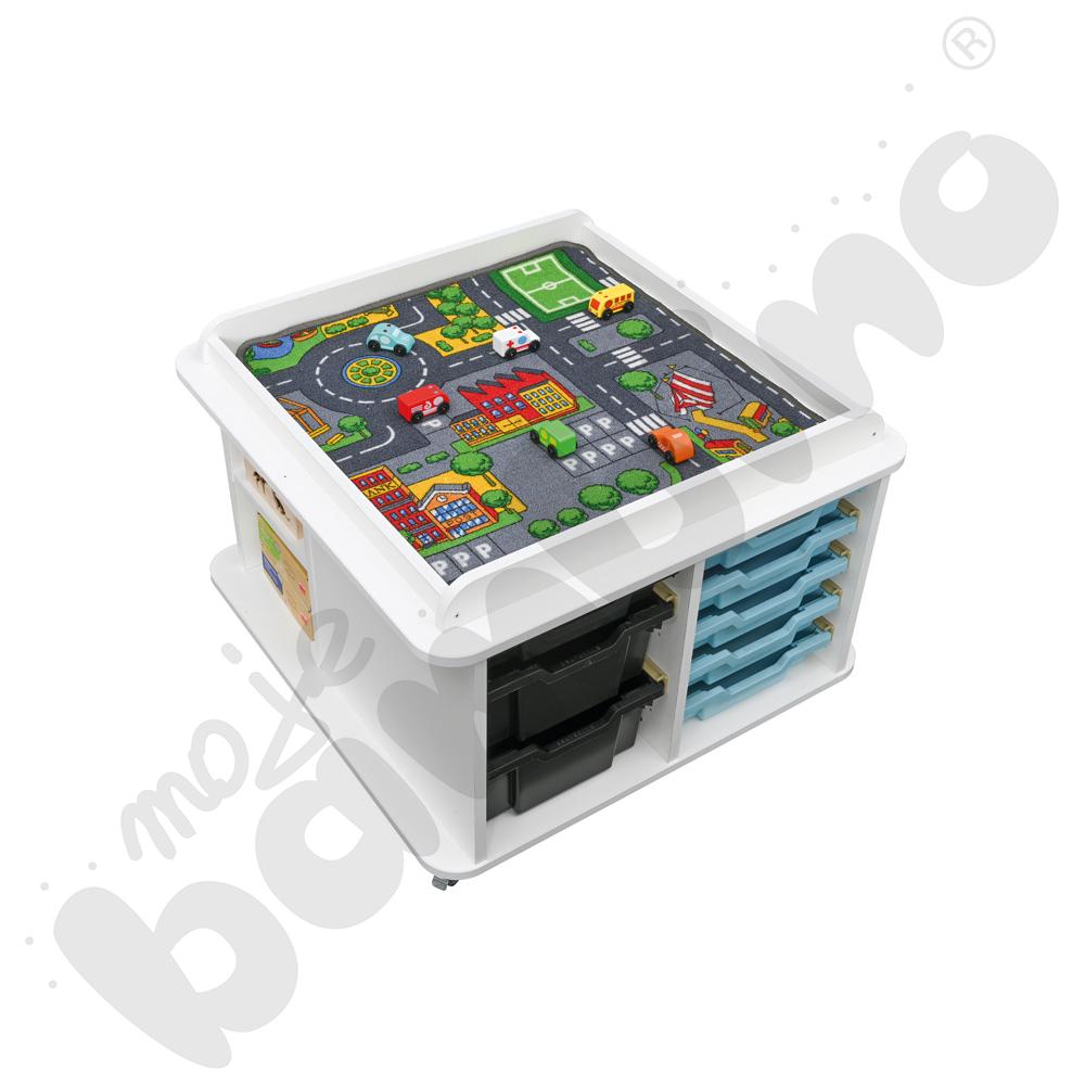 Stolik kwadratowy na matę biały – wysoki