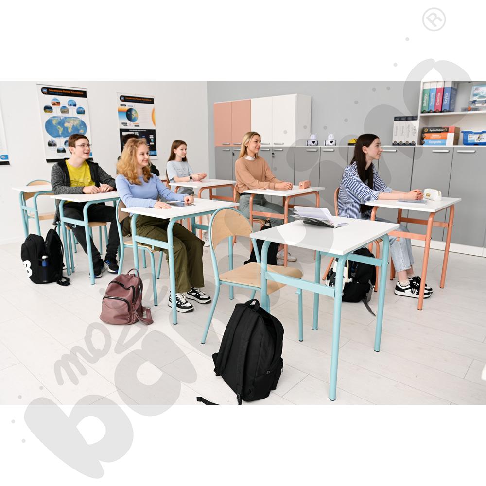 Stół Daniel 1-os. klon 375 z krzesłem P, rozm. 6, turkusowe