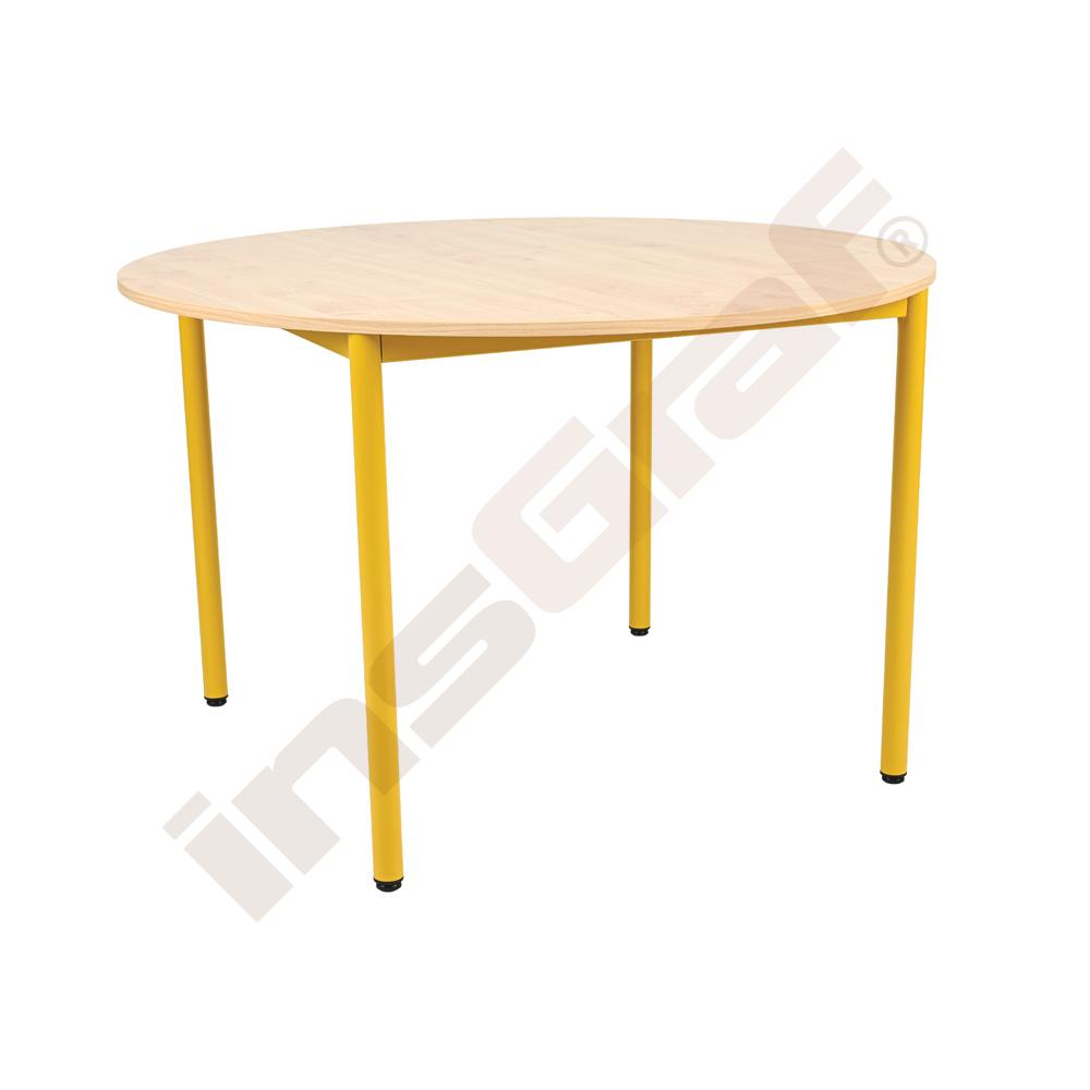 MILA Tisch 6, rund, TH 75 cm - senffarben - Ahorn Jylland