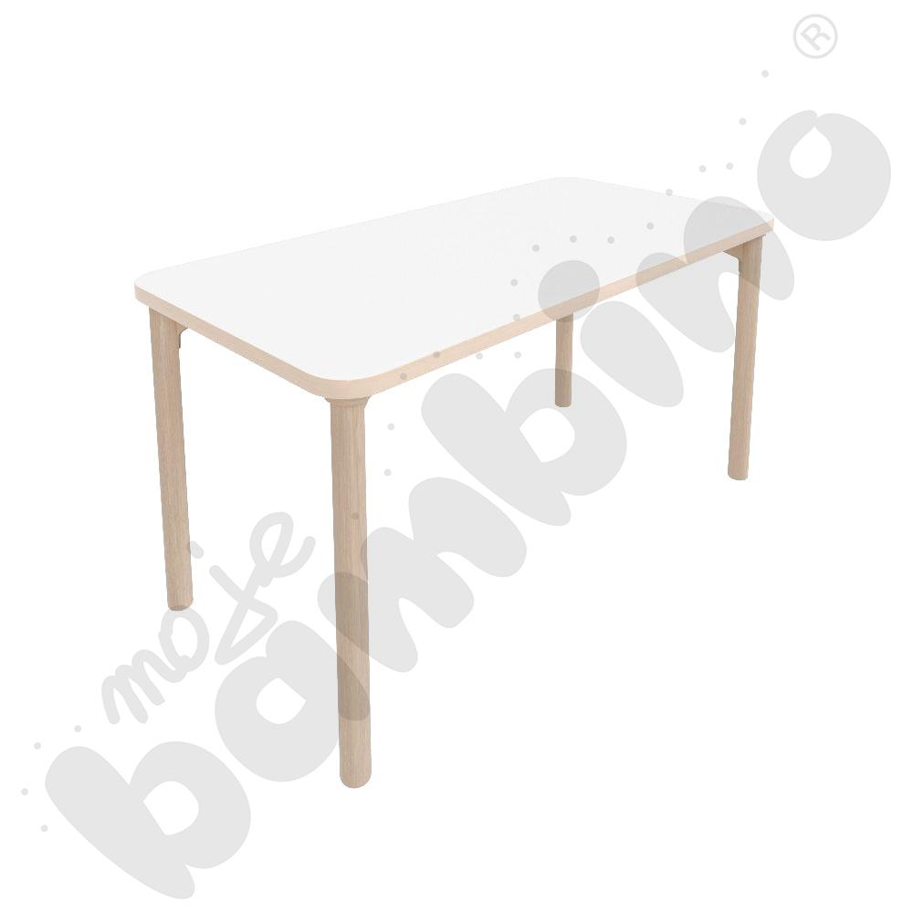 Stół Marcus prostokątny 60 x 120 rozm. 4, stelaż drewniany brzozowy, stopka drewniana, blat biały, narożniki zaokrąglone
