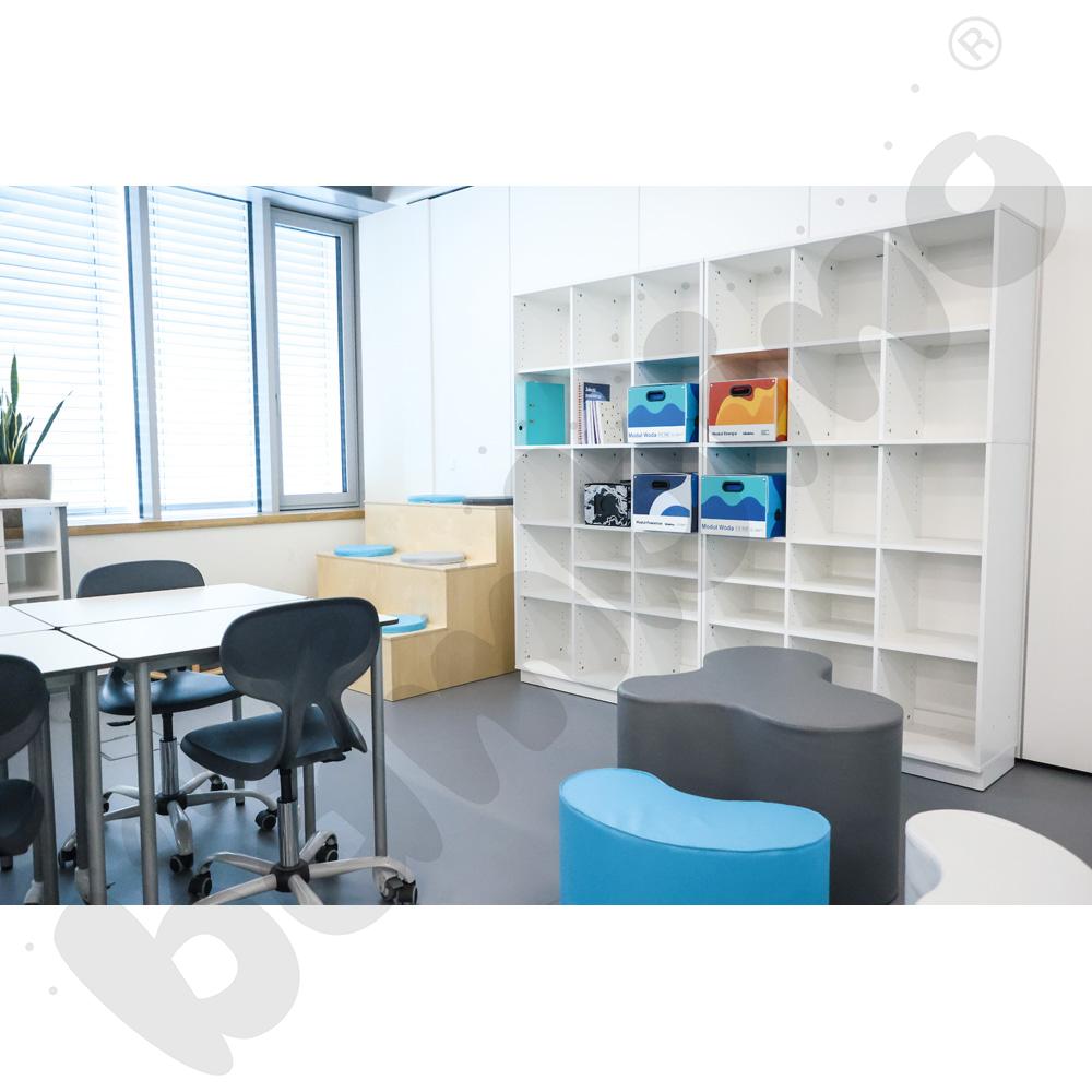 Quadro - regał L z 2 przegrodami i 2 półkami, biały