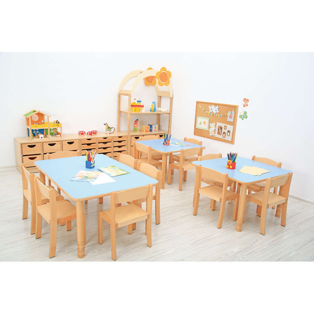 Štvorcový stôl Flexi, výška 40-58 cm - k stoličkám 21-35 cm (veľ. 1-3) - bledomodrá