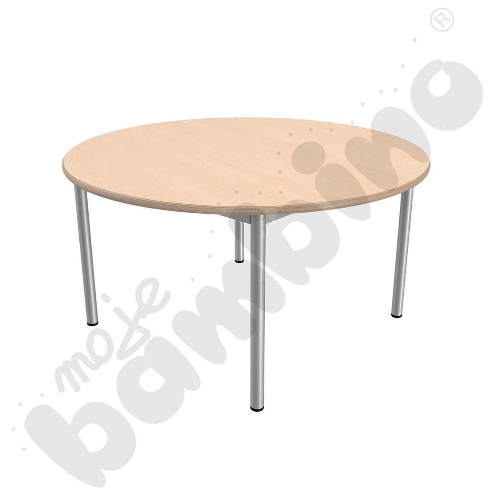 Stół Mila okrągły 120 cm, rozm. 4, blat klon, stelaż aluminium