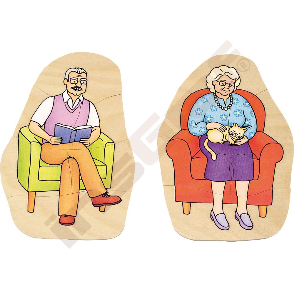 Edukační vícevrstvé puzzle - babička a děda
