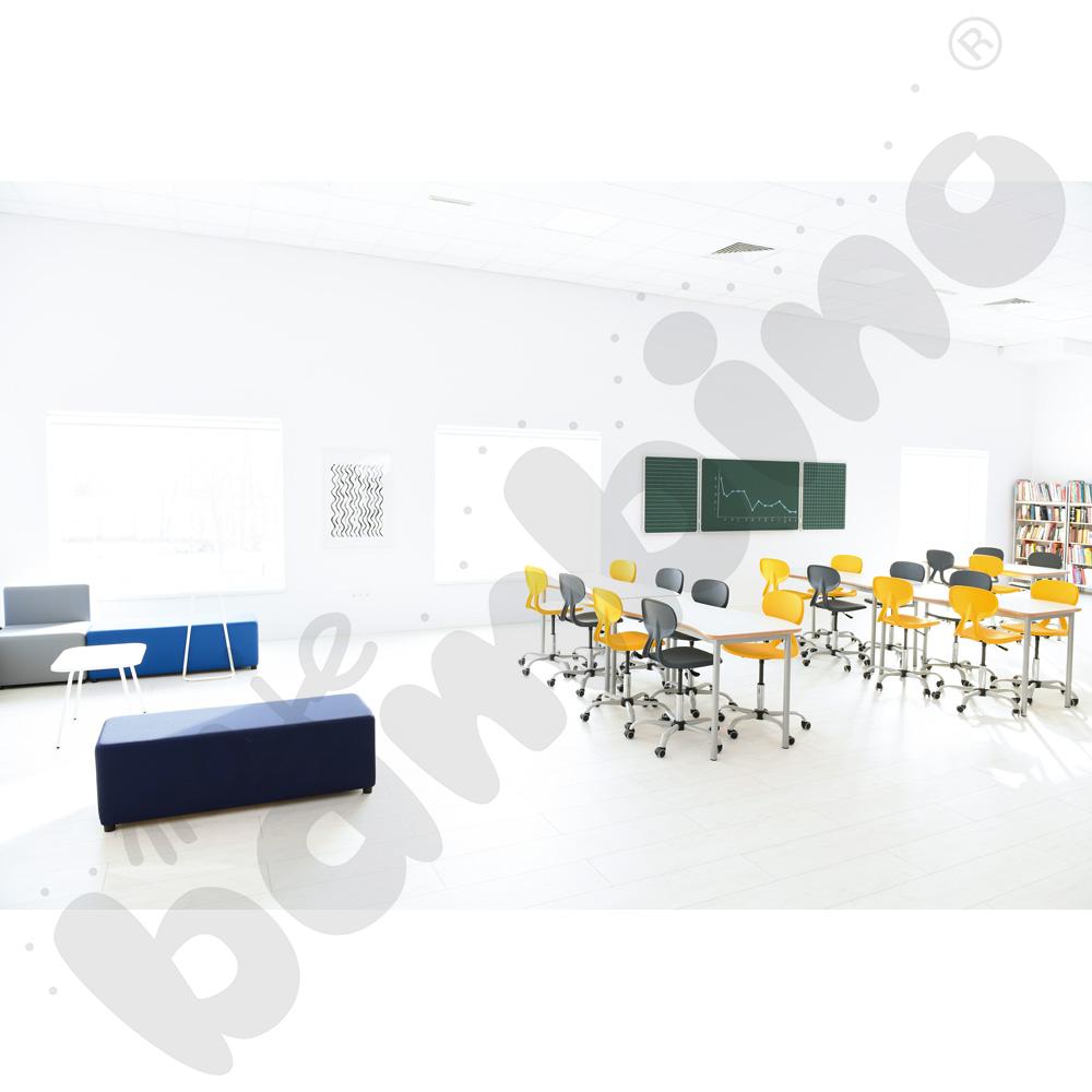 Stół Mila prostokąt falisty 140x72, blat HPL biały, narożniki zaokrąglone, rozm. 6