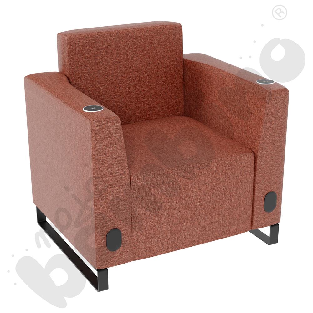 Fotel Universum wys. 82 cm, 2 boki niskie, oba z gniazdkiem elektrycznym i indukcją, tkanina RO06