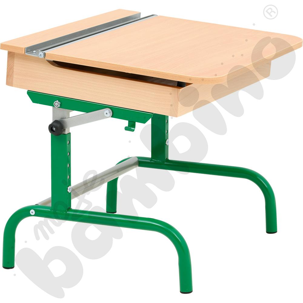 Stół z drewnianą skrzynką na książki, zielony