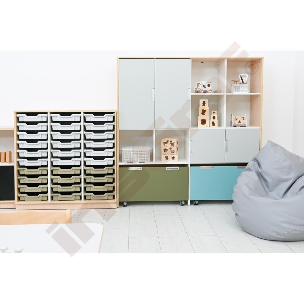 Quadro - skříňka M+ na plastové zásobníky - se 2 předěly 