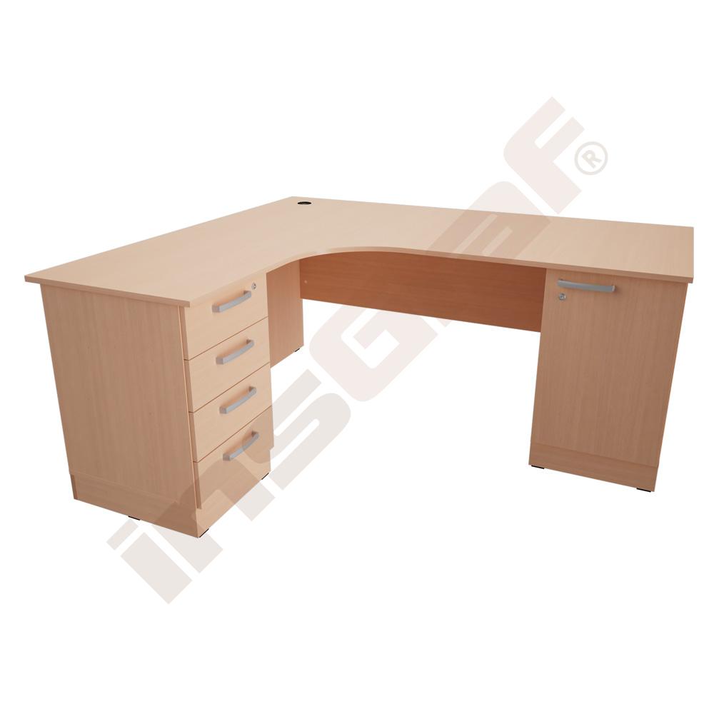 
Grande L-Schreibtisch mit Schrank, Sitzplatz rechts - Ahorn Jylland
