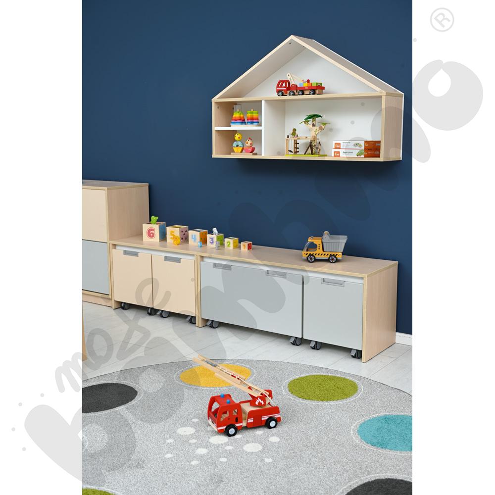 Szafka wisząca Kika - domek Quadro biały, skrzynia klon 