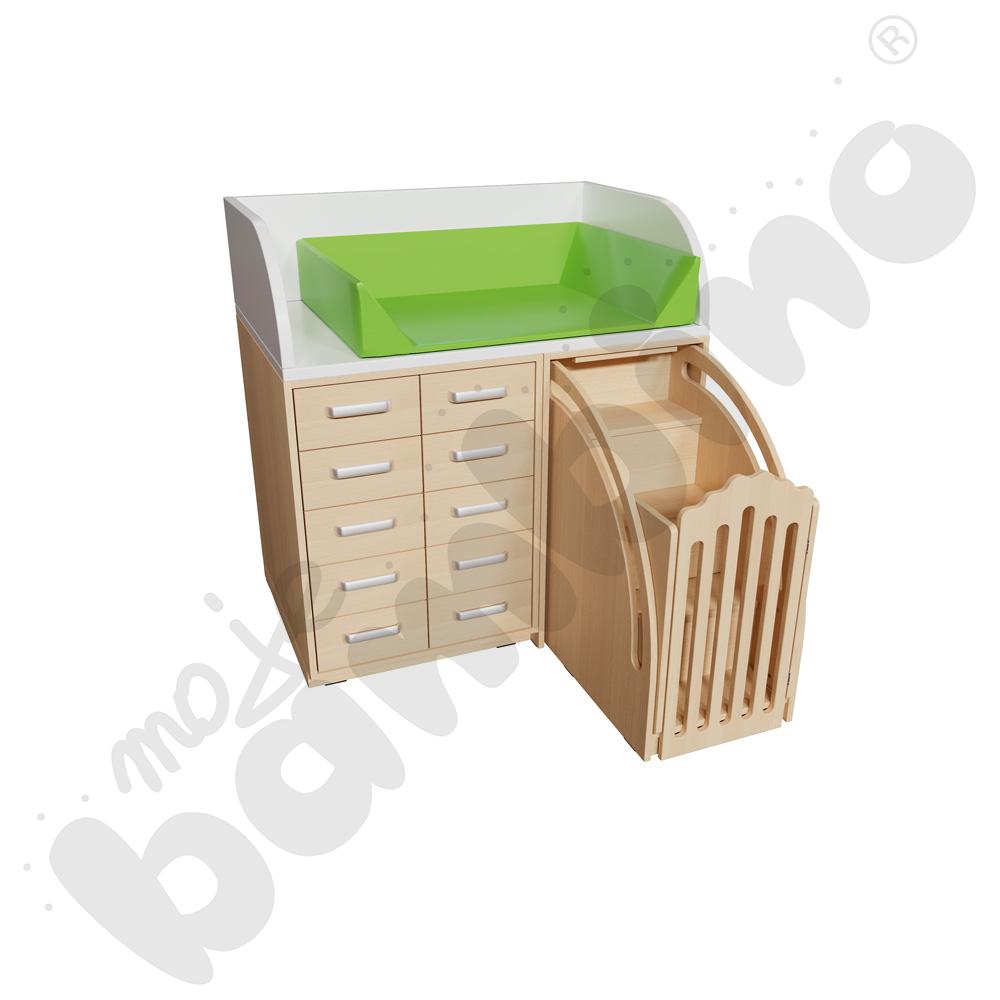 Przewijak, szer. 115 cm ze schodami - zielony materac