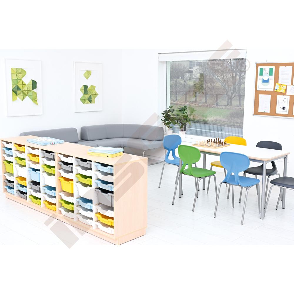 Quadro - skříňka M na plastové zásobníky - 4 sloupy, světlý javor