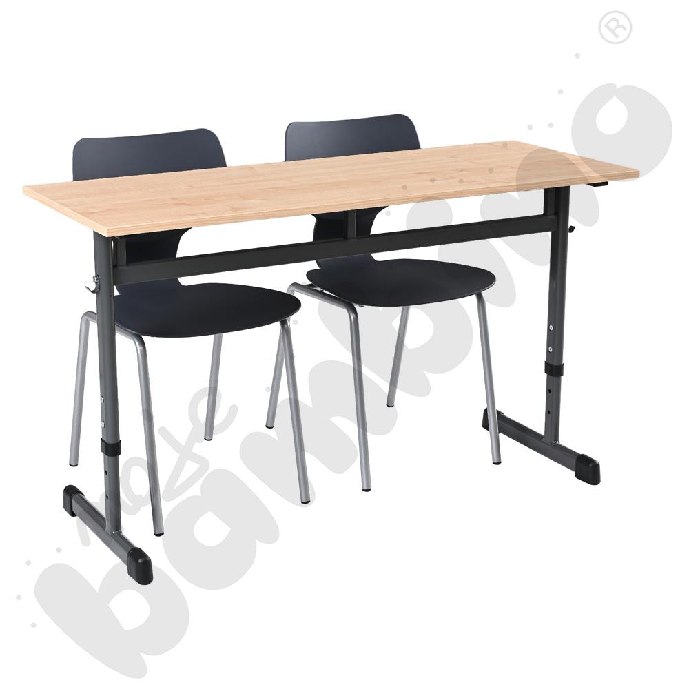 Stół IN-T 2-os. klon z krzesłami Snake, rozm. 6, szary