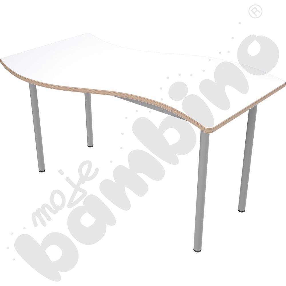 Stół Mila prostokąt falisty 140x72, blat HPL biały, narożniki zaokrąglone, rozm. 6