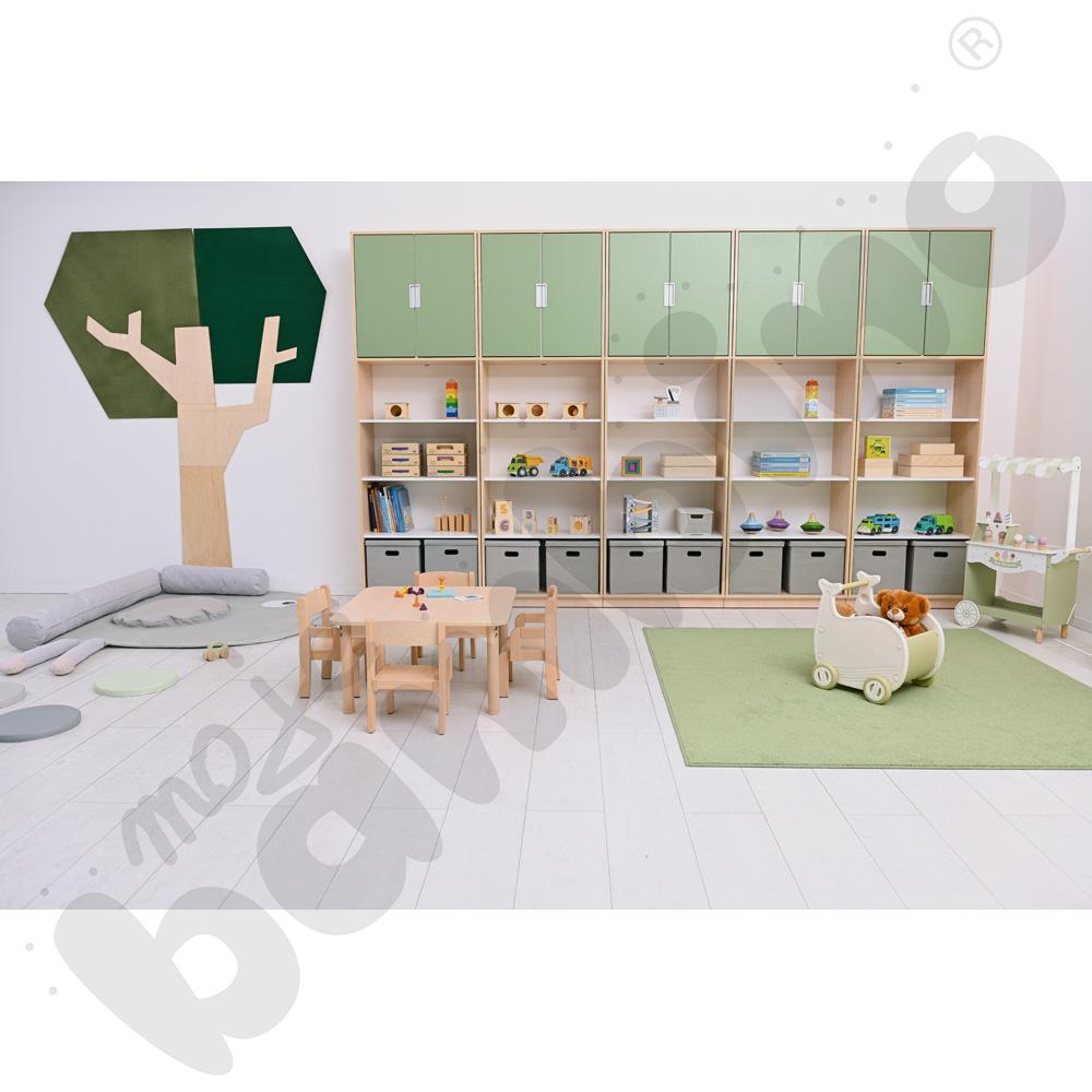 Stół kwadratowy klon z 4 krzesłami Krzyś bukowymi, rozm. 0