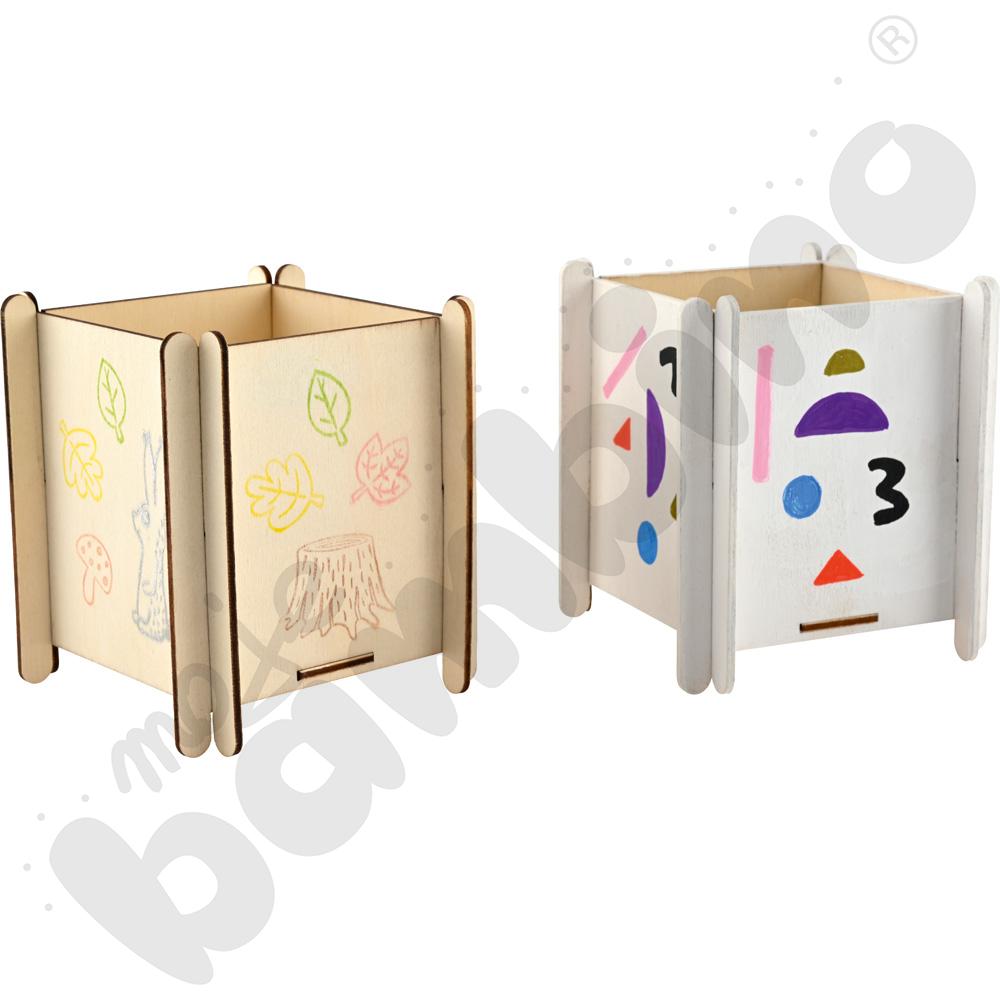 Drewniane doniczki do ozdabiania, 4 szt.