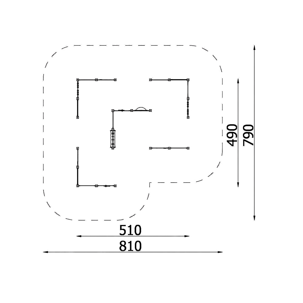 Labyrint Quadro Simple, kovové stĺpy